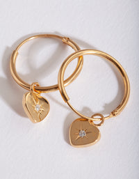Gold Plated Sterling Silver Mini Heart Hoop Earring - link has visual effect only