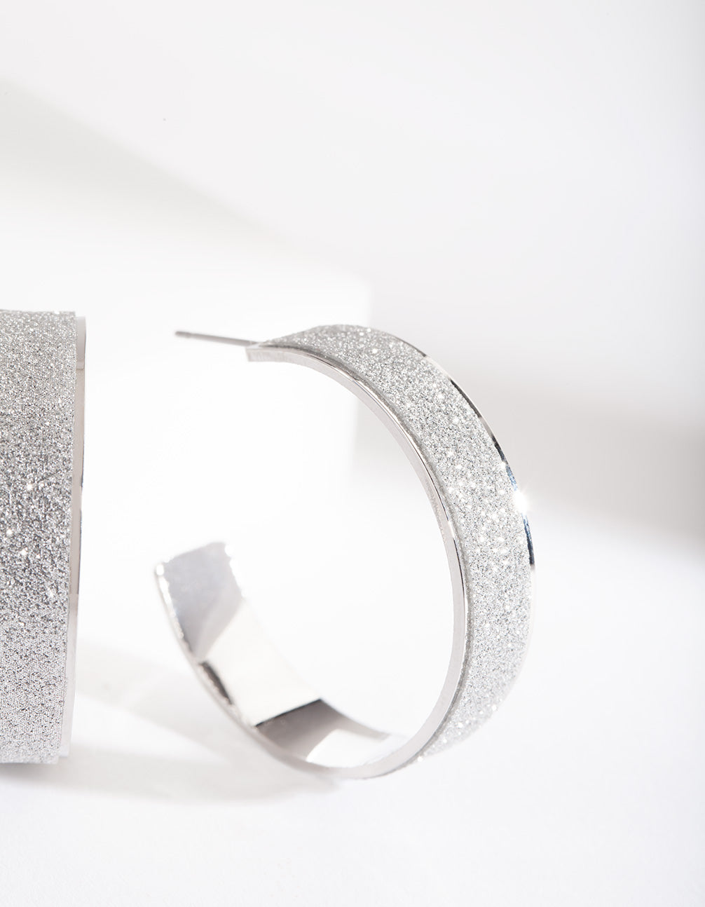 Silver Glitter Wrap Hoop Earrings