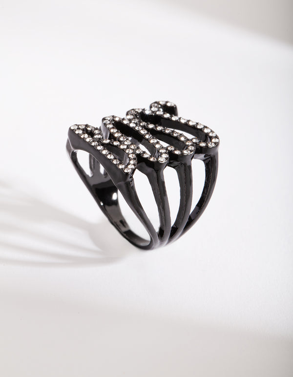 Black Diamante "Boss" Ring