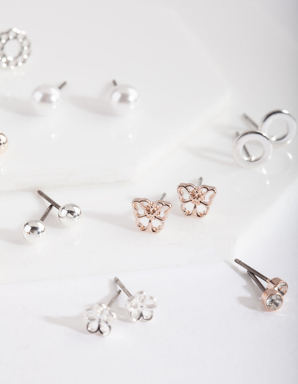 Mixed Metal Butterfly Stud Earring 12-Pack