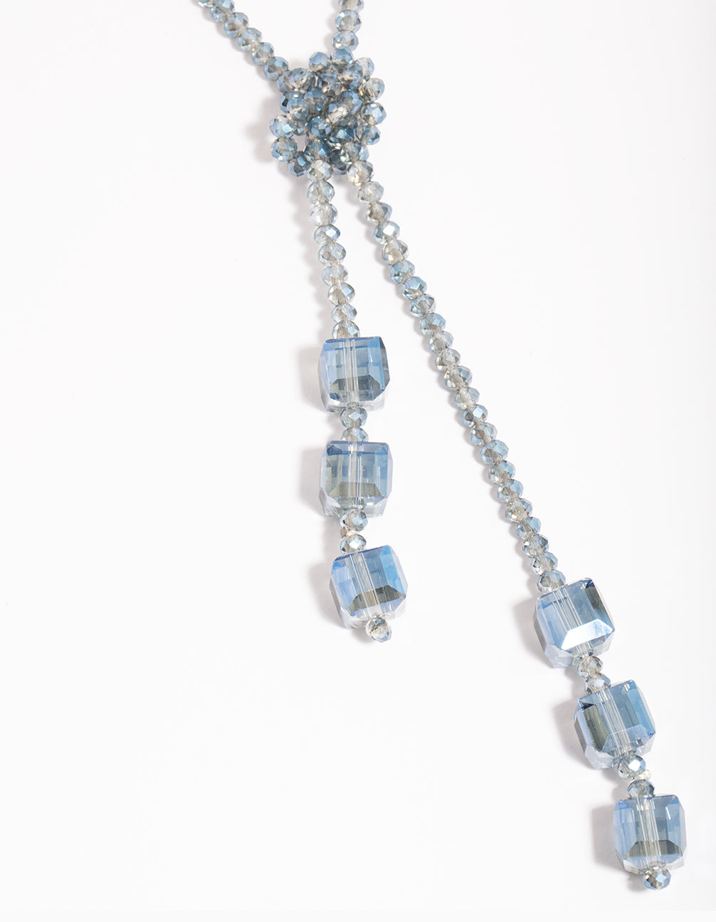 Blue Facet Knot Tie Necklace