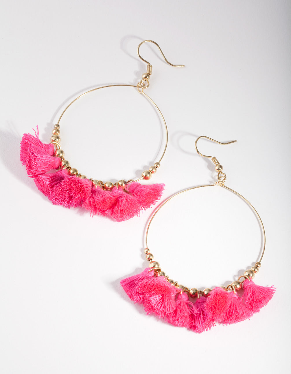Fuschia Mini Tassel Charm Earrings