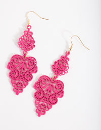 Fuchsia Large Filigree Drop Earrings - link has visual effect only