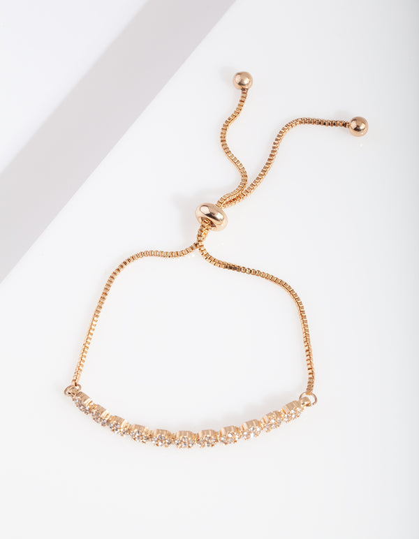 Gold Diamante Ball Toggle Row Bracelet