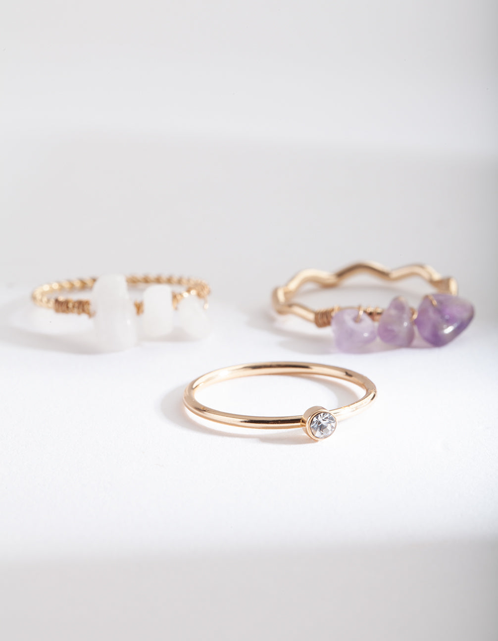 Gold Semi-Precious Thread Stone Ring