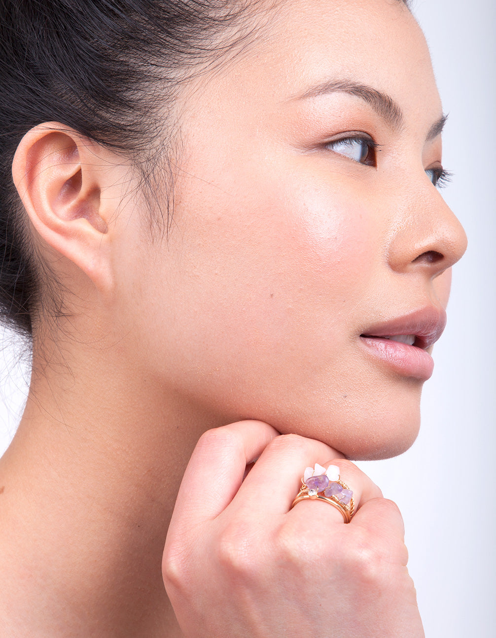 Gold Semi-Precious Thread Stone Ring