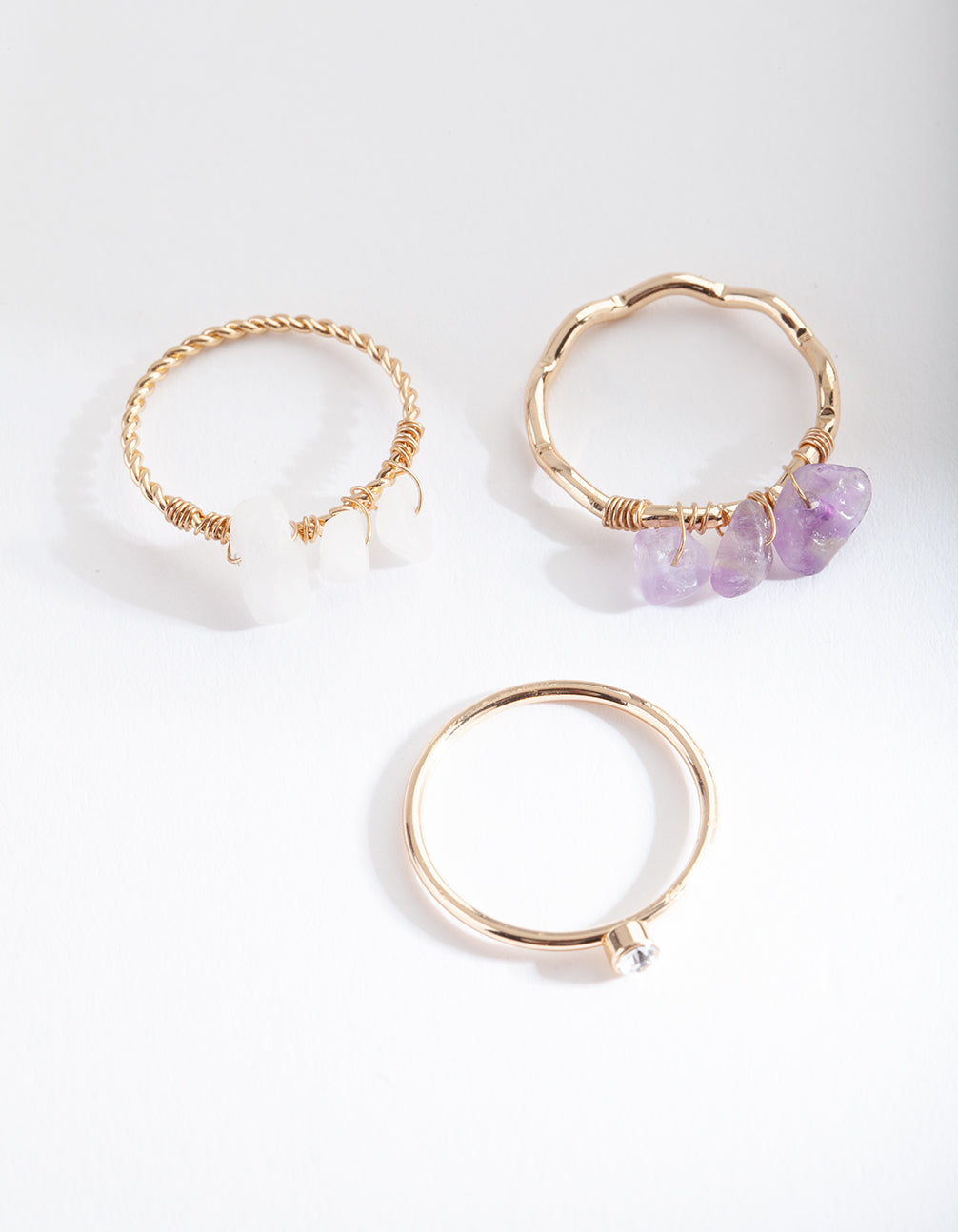Gold Semi-Precious Thread Stone Ring
