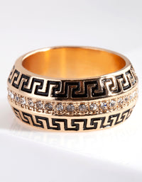 Gold Pattern Diamante Ring - link has visual effect only