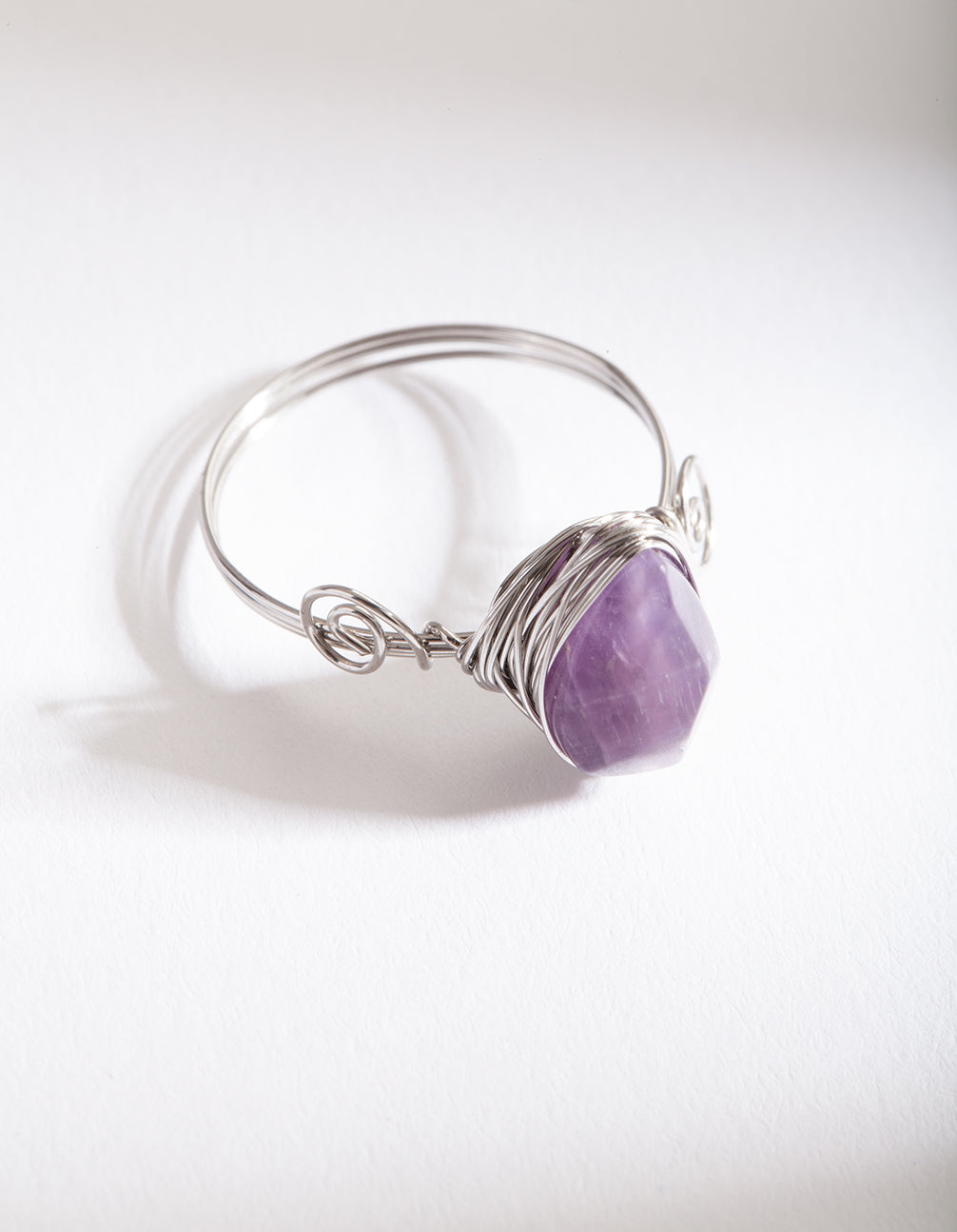 Silver Wire Purple Stone Ring