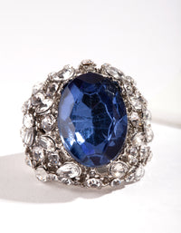 Silver Large Mix Diamante Ring - link has visual effect only