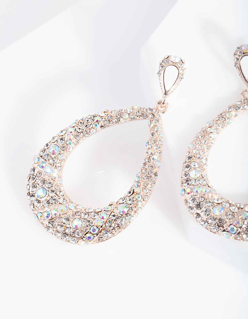 Rose Gold Statement Diamante Earrings