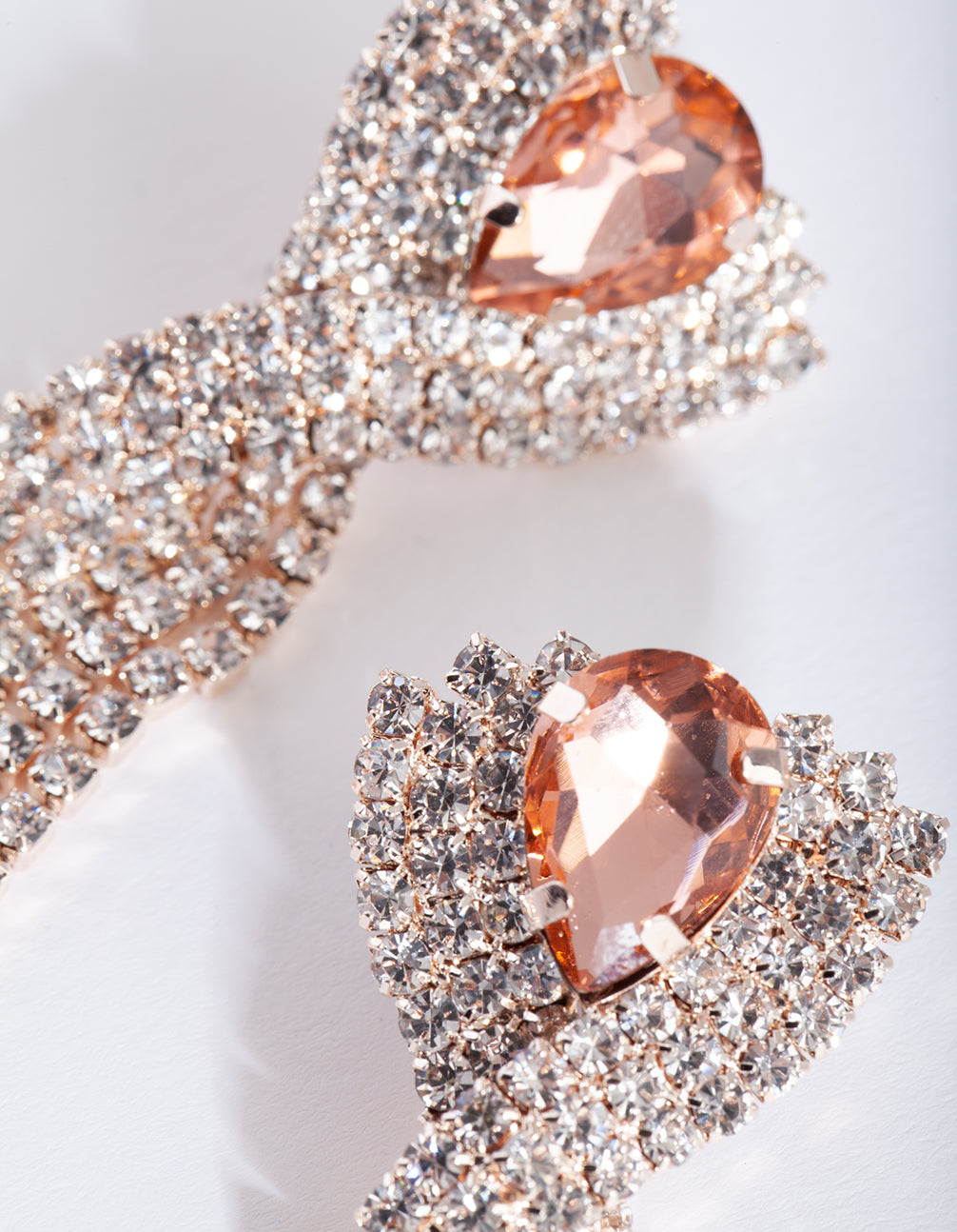 Rose Gold Pink Diamante Earrings