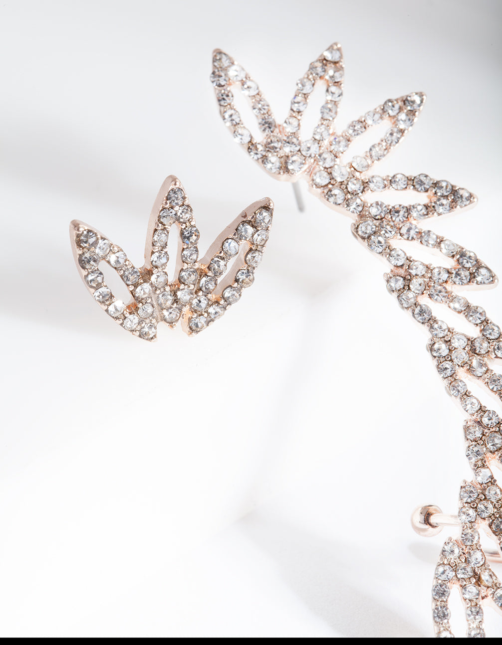 Rose Gold Diamante Leaf Ear Cuff