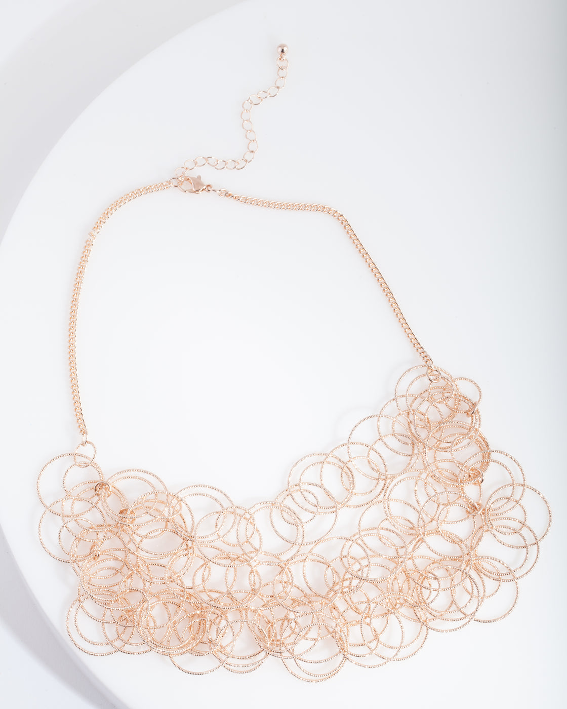 Rose Gold Textured Linked Necklace