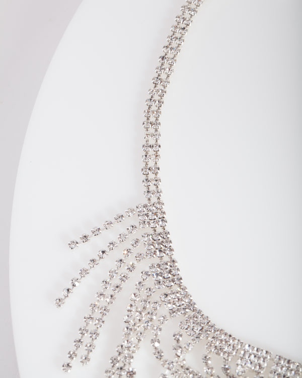 Silver Diamante Fringe Choker