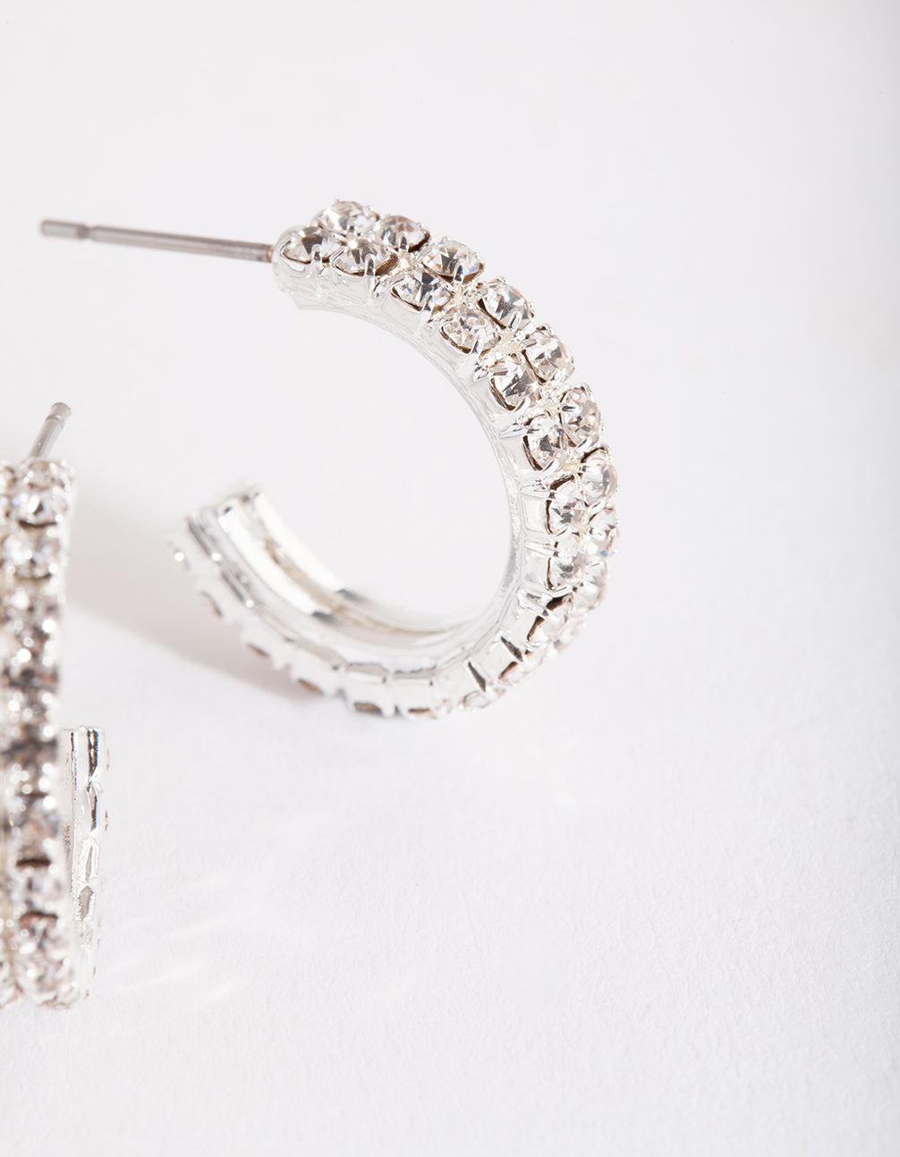 Silver Mini Diamante Hoop Earrings