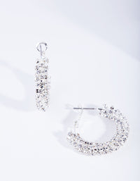Silver Mini Hoop Cup Chain Earrings - link has visual effect only