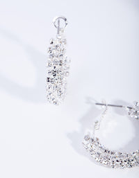 Silver Mini Hoop Cup Chain Earrings - link has visual effect only