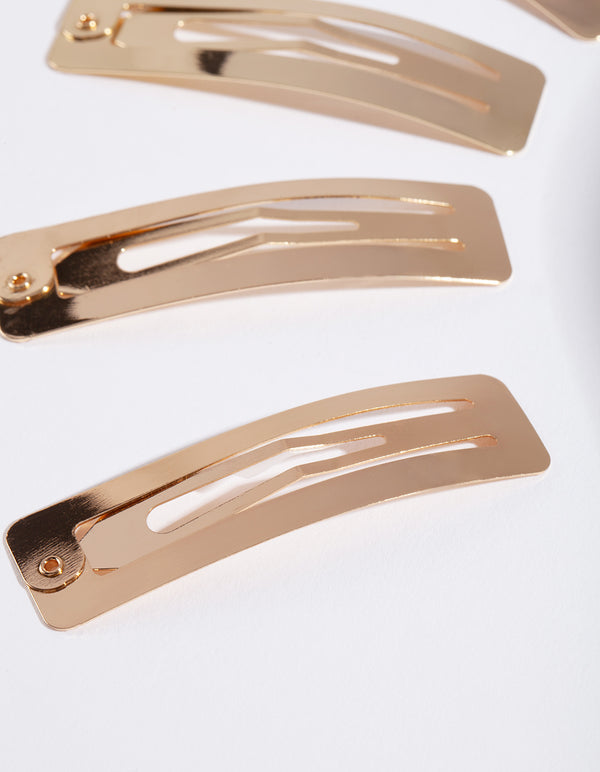 Gold Rectangle Hair Snap 4-Pack