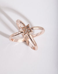 Rose Gold Diamante Crossover Ring - link has visual effect only