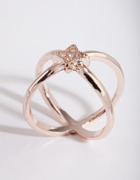 Rose Gold Diamante Crossover Ring - link has visual effect only
