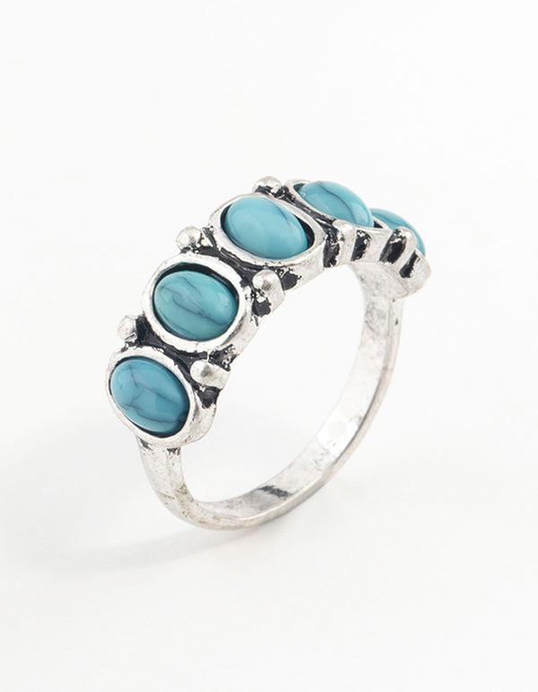 Silver Oval Turquoise Stone Ring