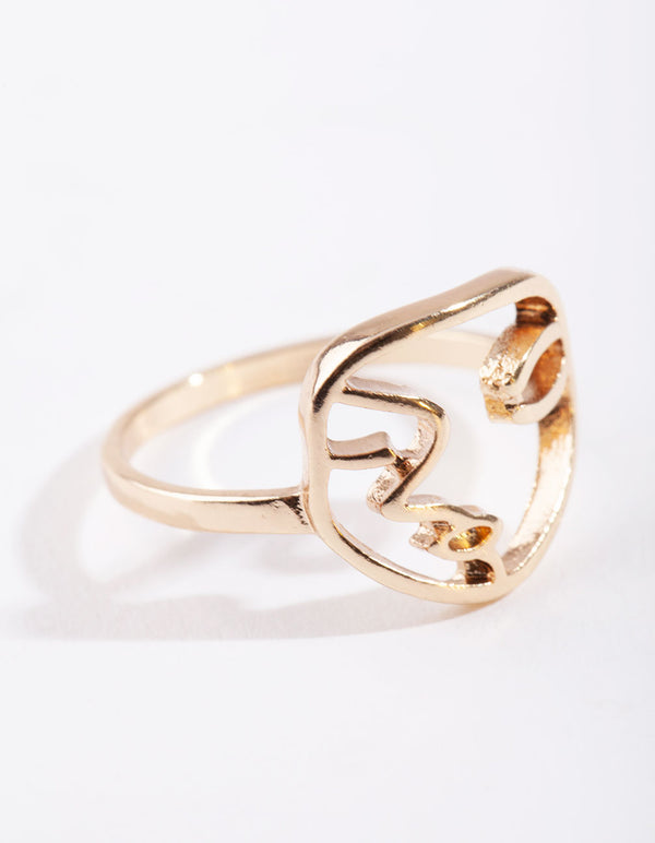 Gold Mini Face Ring