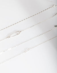 Silver Pin Diamante Anklet Bracelet 4-Pack - link has visual effect only