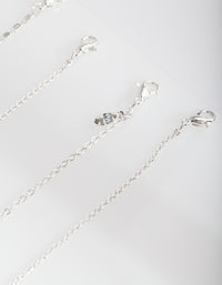 Silver Pin Diamante Anklet Bracelet 4-Pack - link has visual effect only