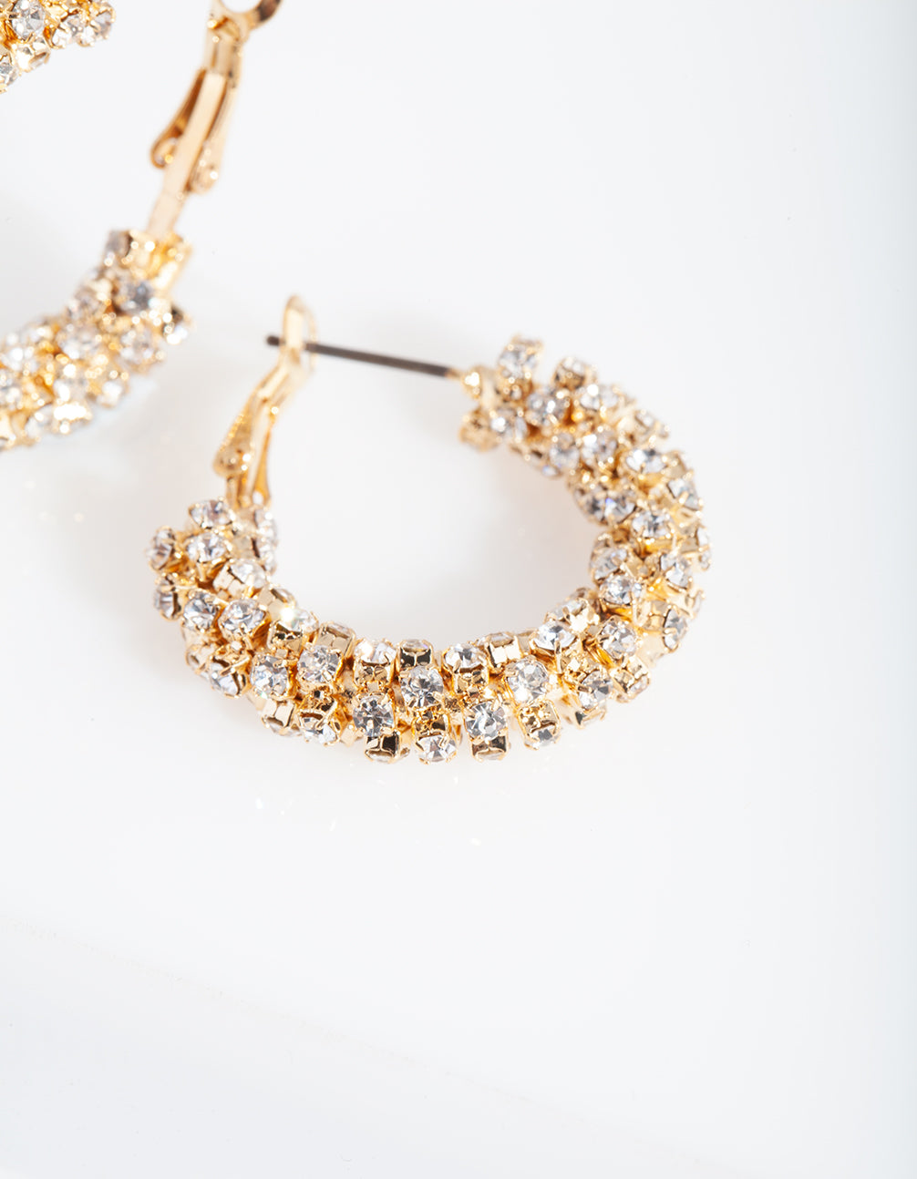Gold Mini Diamante Hoop Earrings