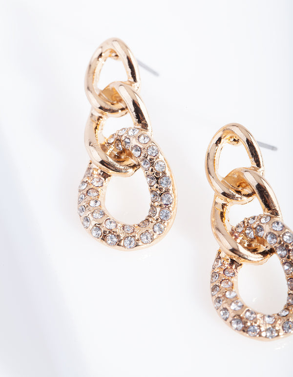 Gold Diamante Link Earrings
