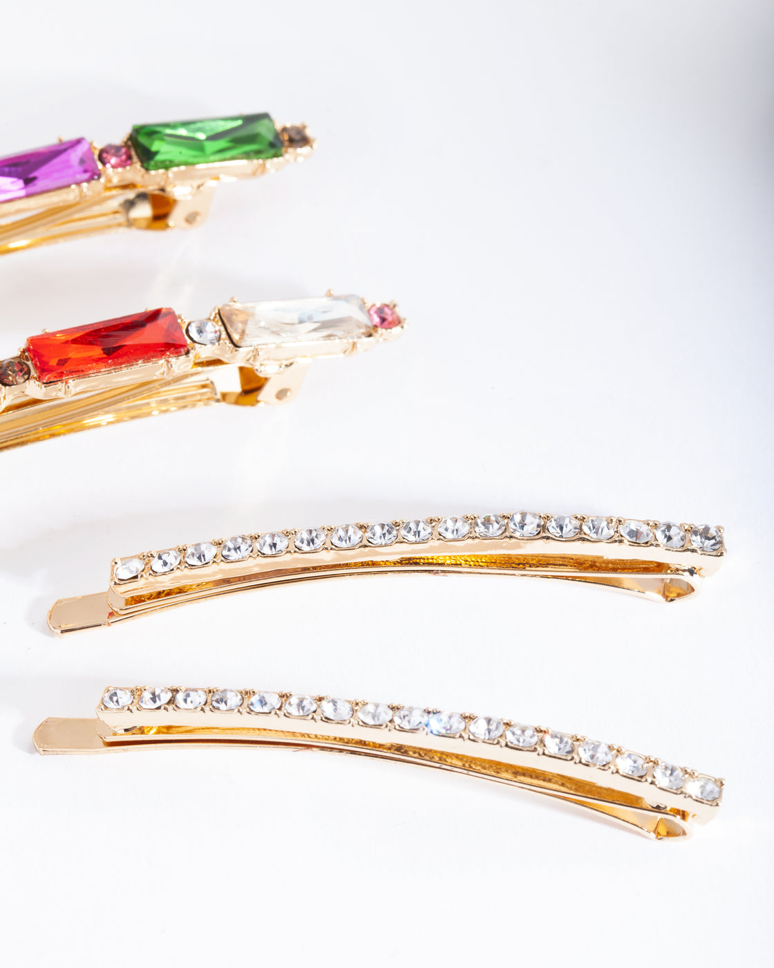 Gold Multi Crystal Hair Pin 4-Pack