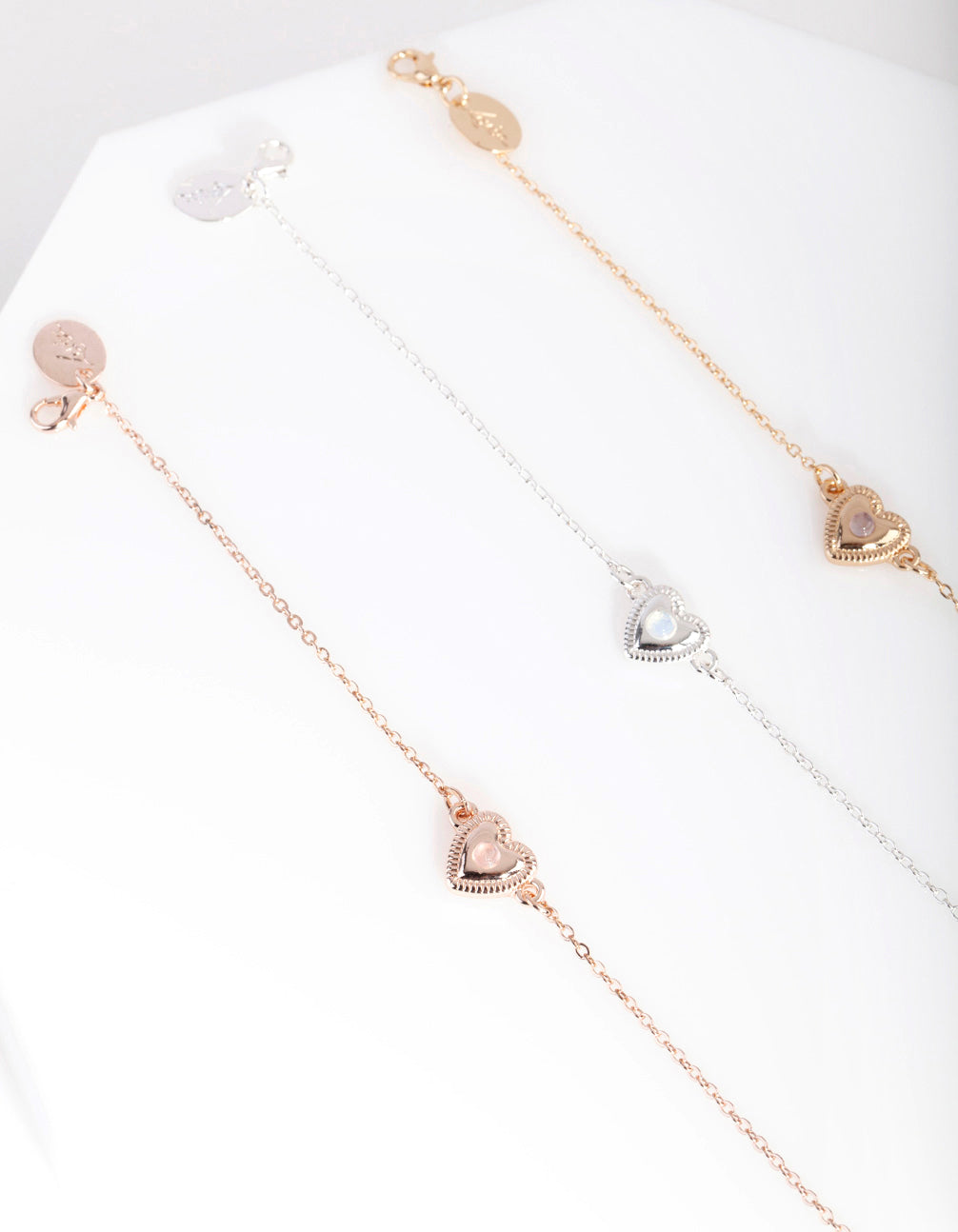 Mixed Metal Pack Semi Precious Heart Bracelet
