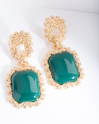 Green Gold Textured Rectangle Earrings - link has visual effect only