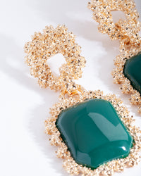 Green Gold Textured Rectangle Earrings - link has visual effect only