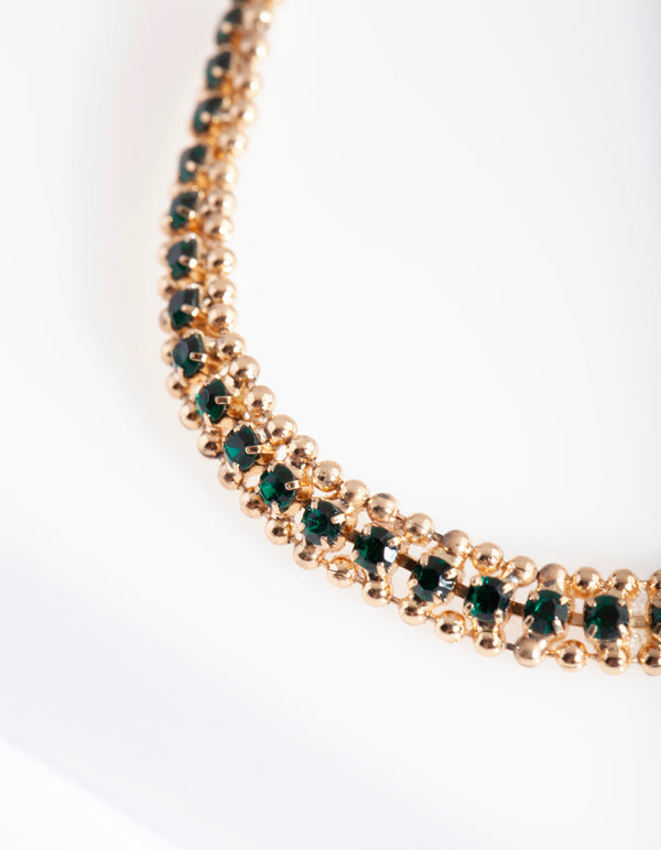 Gold Emerald Toggle Bracelet