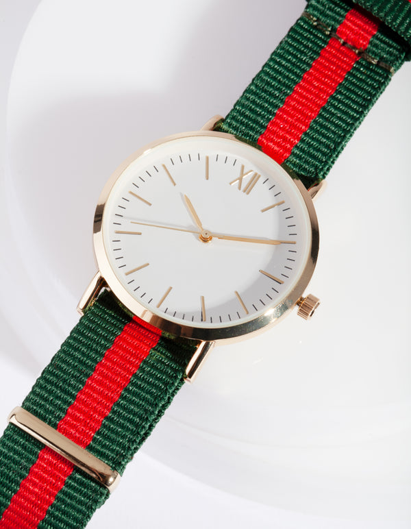 Gold Stripe Fabric Watch