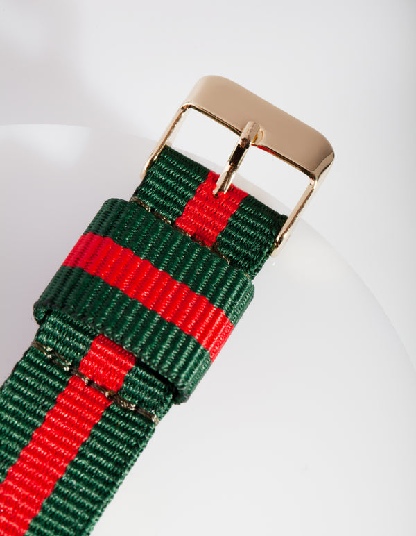 Gold Stripe Fabric Watch