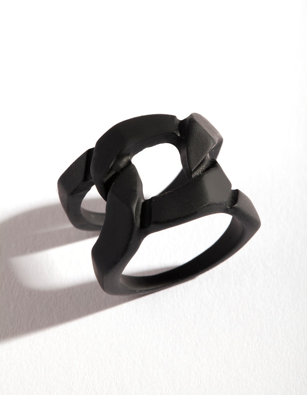 Black Coated Metal Chain Loop Ring