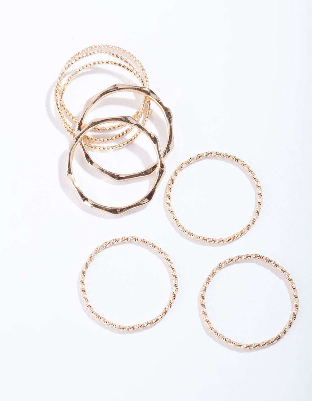 Gold Diamond Cut Ring Stack 8-Pack