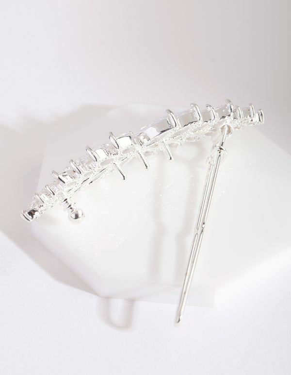 Cubic Zirconia Rose Silver Laurel Hair Clip