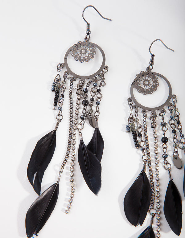 Black Gunmetal Dreamcatcher Earrings