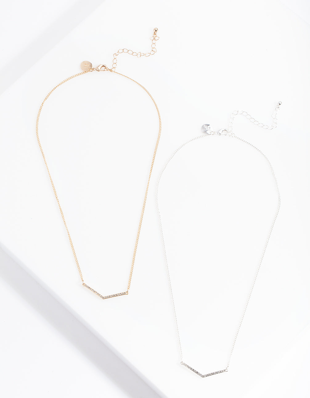 Mixed Metal Diamante Bar Necklaces Pack