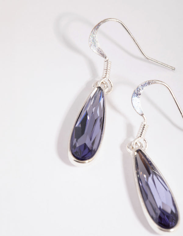 Silver Purple Raindrop Earrings