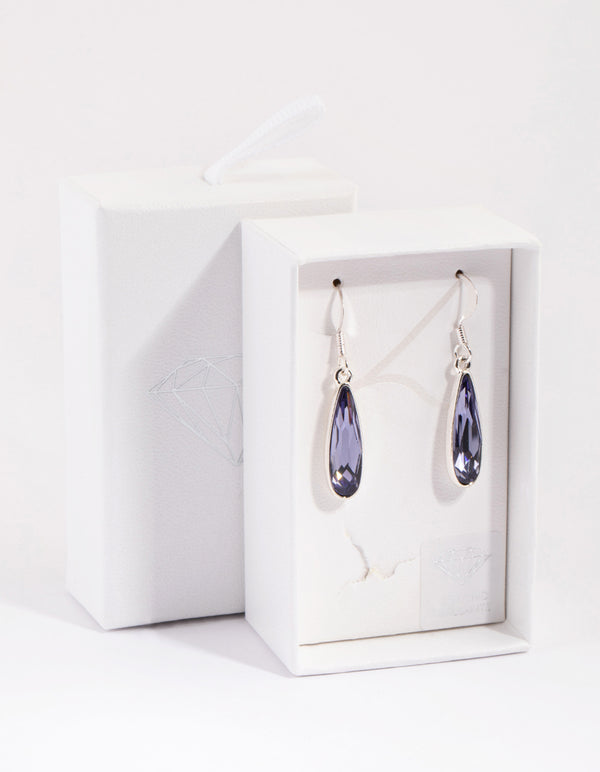 Silver Purple Raindrop Earrings