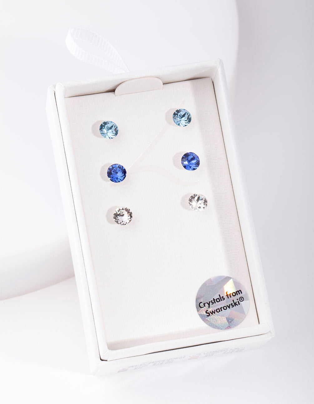 Silver Diamond Simulant Mixed Blue Stud Earring Pack