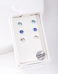 Silver Diamond Simulant Mixed Blue Stud Earring Pack - link has visual effect only
