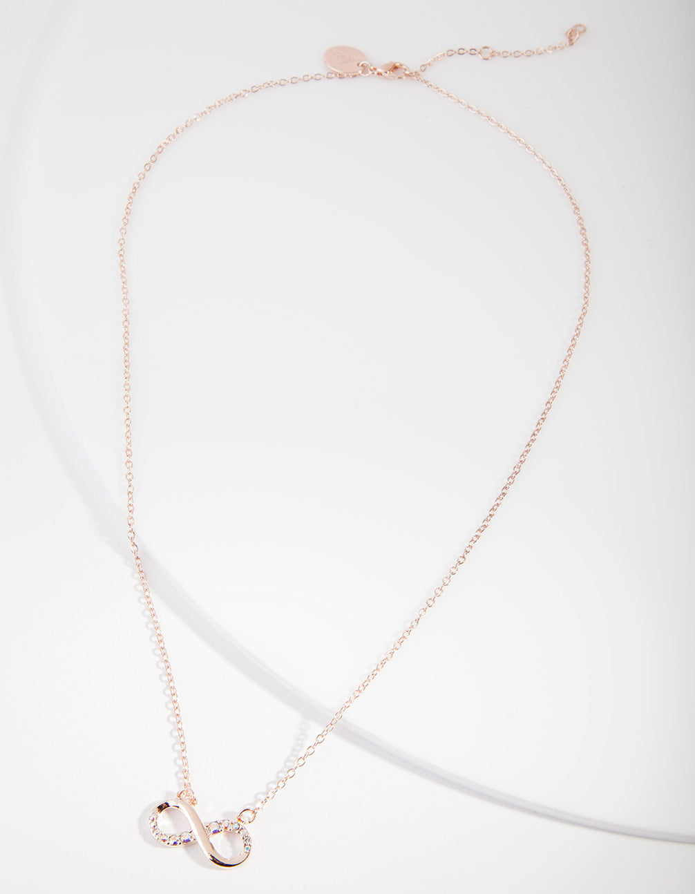 Rose Gold Diamond Simulant Infinity Pendant Necklace