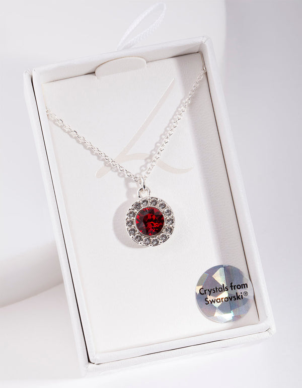 Silver Diamond Simulant Siam Cluster Necklace