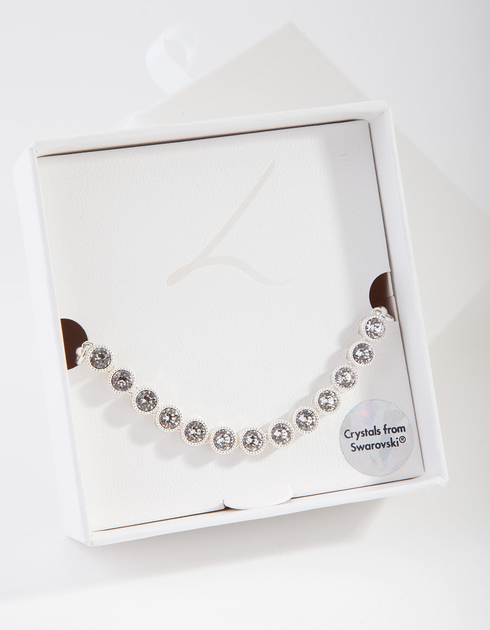 Silver Diamond Simulant Crystal Circle Toggle Bracelet